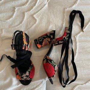 Floral Lace-Up Top Shop Heels